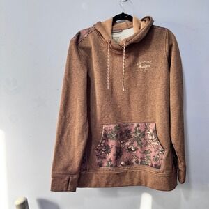 Burton Women's Hoodie Floral Print Brown‎ Lightweight Hooded Sweatshirt XL